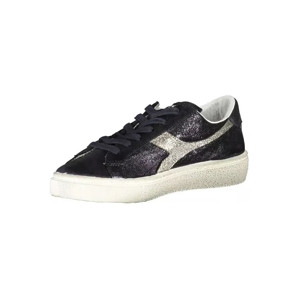 Diadora Elegant Black Lace-Up Sneakers with Contrasting Details Diadora