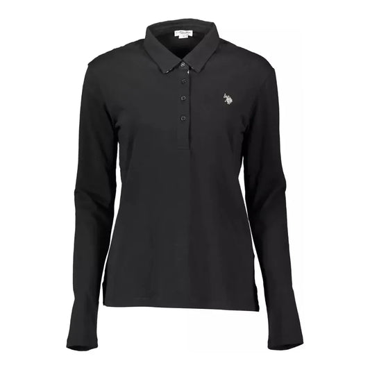 U.S. POLO ASSN. Chic Black Long-Sleeve Polo with Embroidery U.S. POLO ASSN.