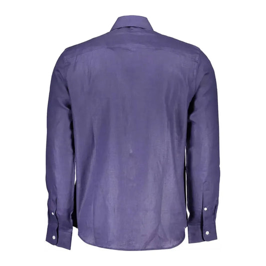 North Sails Elegant Blue Linen Long-Sleeve Shirt North Sails