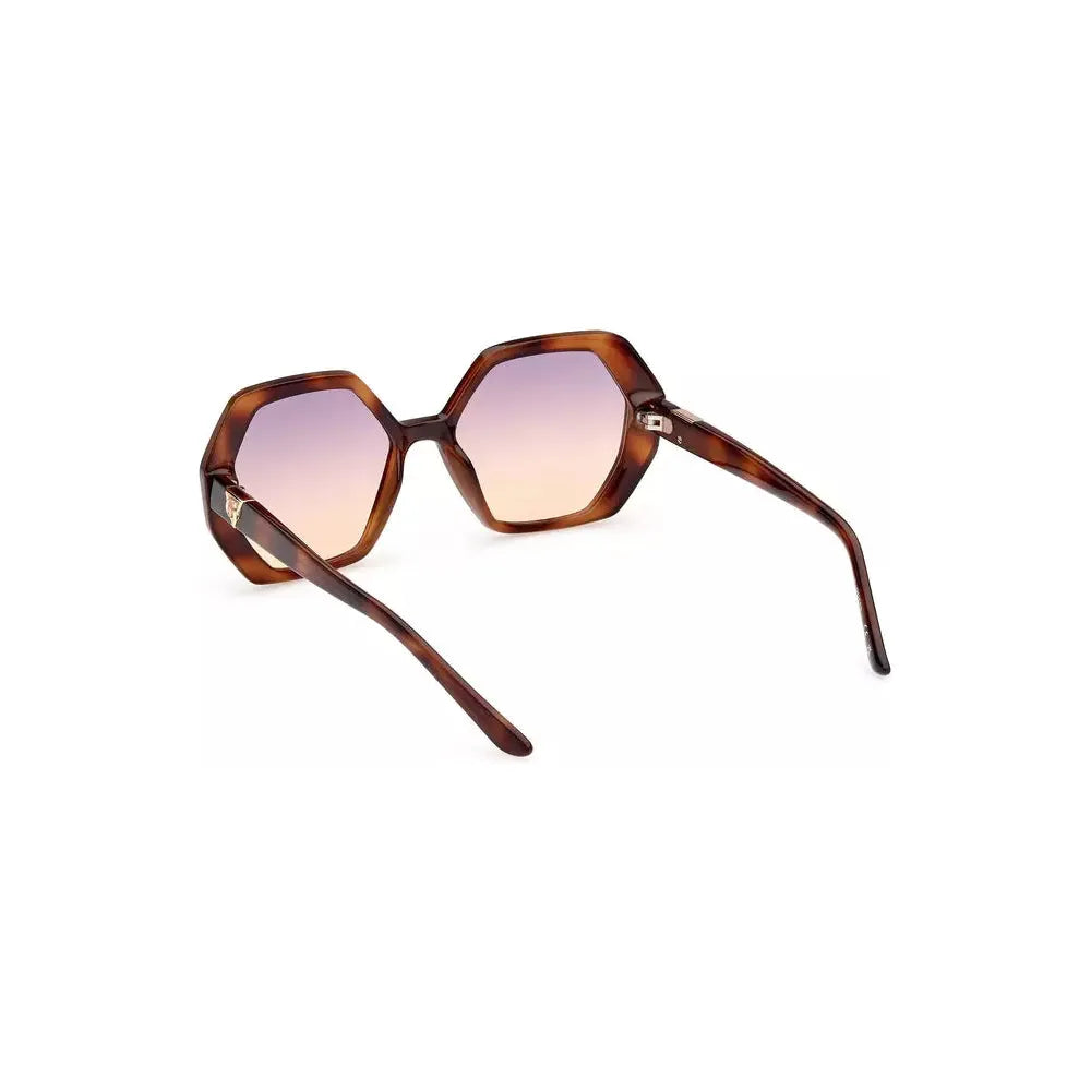 Guess Jeans Chic Hexagonal Brown Lens Sunglasses Guess Jeans