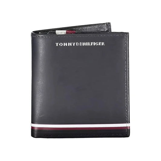 Tommy Hilfiger Blue Leather Dual-Compartment Wallet Tommy Hilfiger