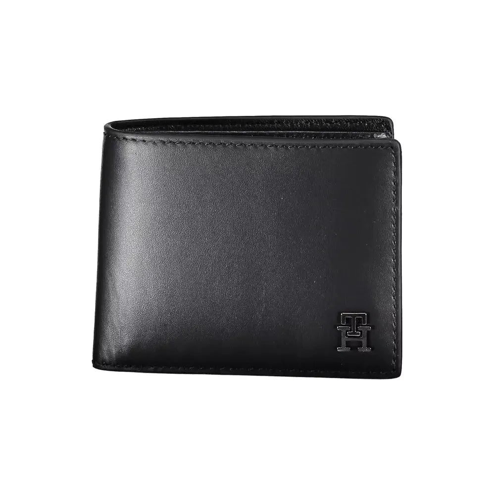 Tommy Hilfiger Sleek Black Leather Wallet with Contrast Accents Tommy Hilfiger