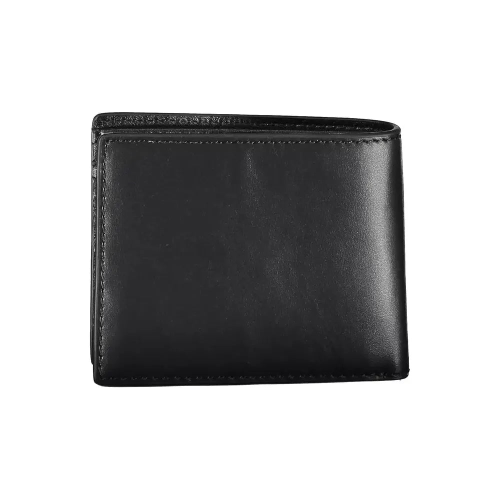 Tommy Hilfiger Sleek Black Leather Wallet with Contrast Accents Tommy Hilfiger