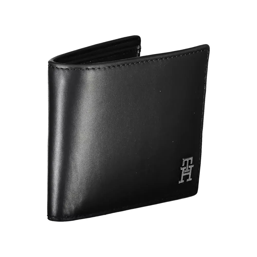 Tommy Hilfiger Sleek Black Leather Wallet with Contrast Accents Tommy Hilfiger