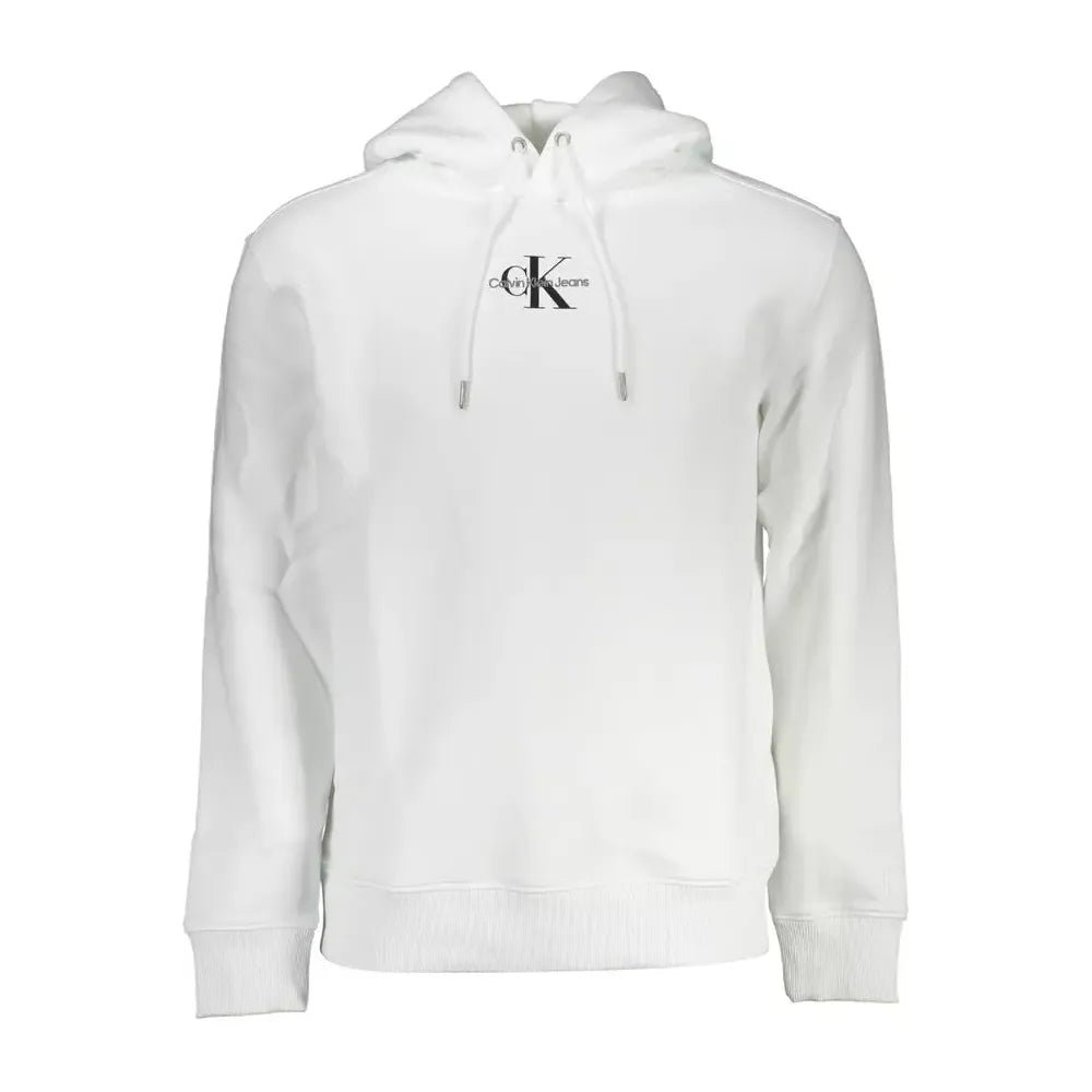 Calvin Klein Chic White Hooded Sweatshirt with Logo Embroidery Calvin Klein