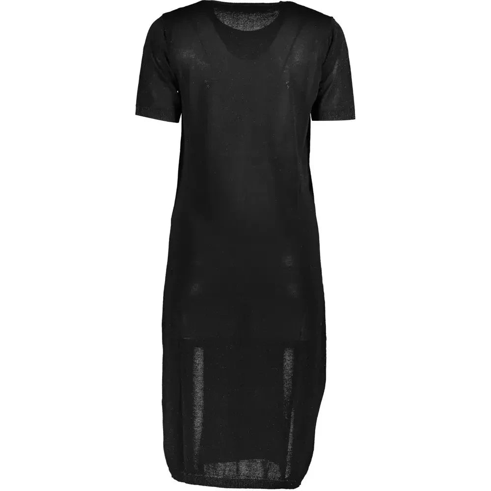 Cavalli Class Chic Black Embroidered Short Sleeve Dress Cavalli Class