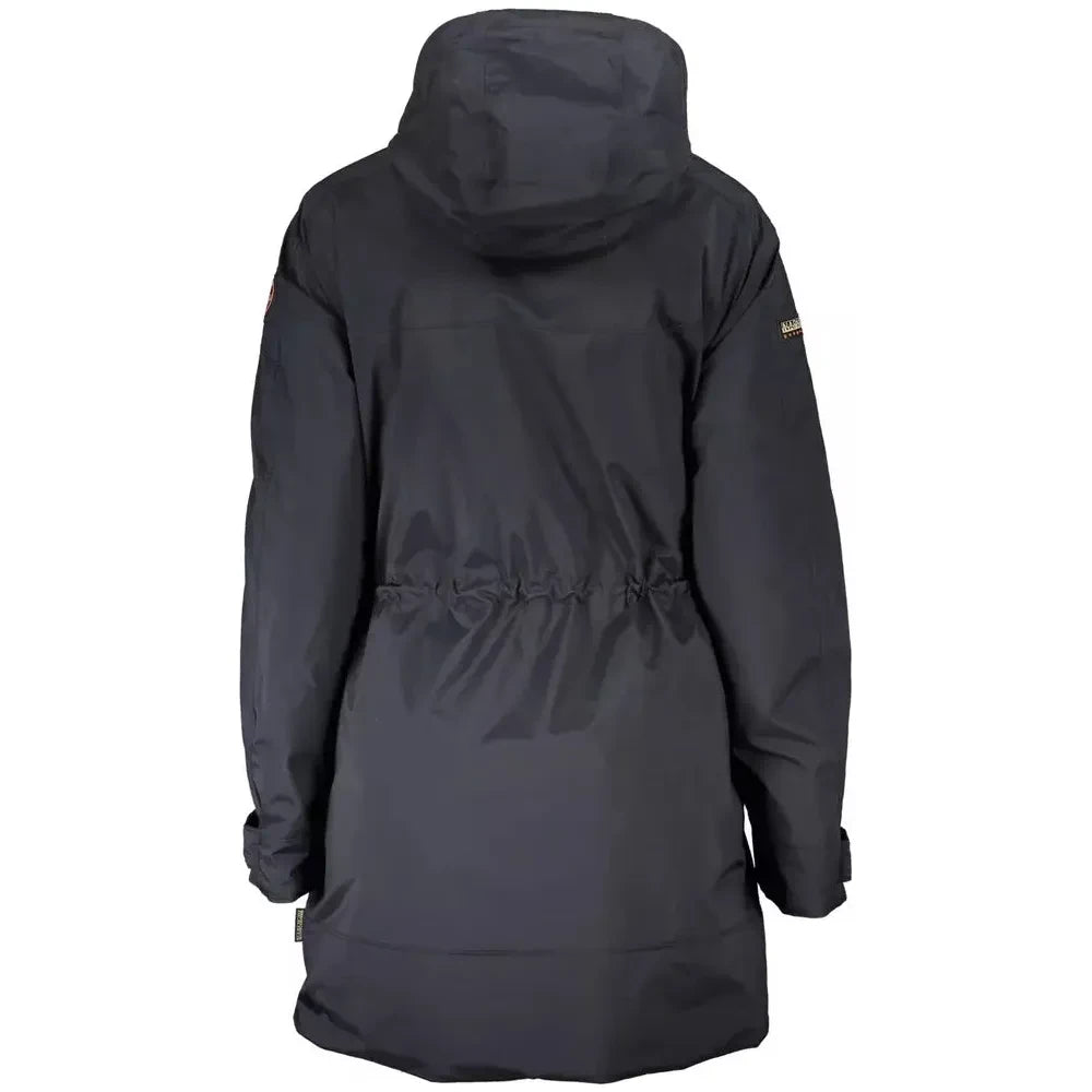 Napapijri Chic Black Hooded Jacket with Logo Detail Napapijri