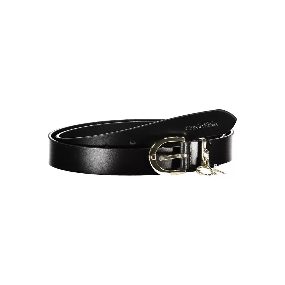 Calvin Klein Elegant Black Leather Belt with Logo Buckle Calvin Klein