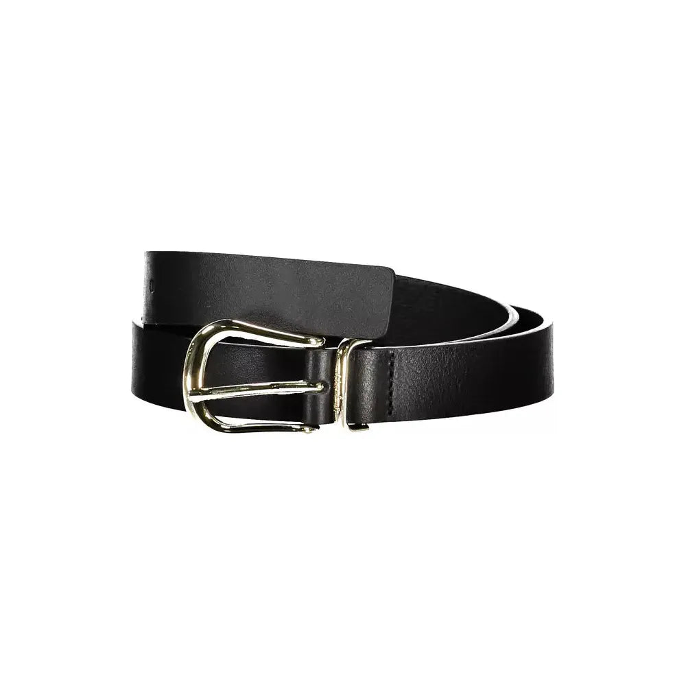 Tommy Hilfiger Elegant Black Leather Belt with Metal Buckle Tommy Hilfiger