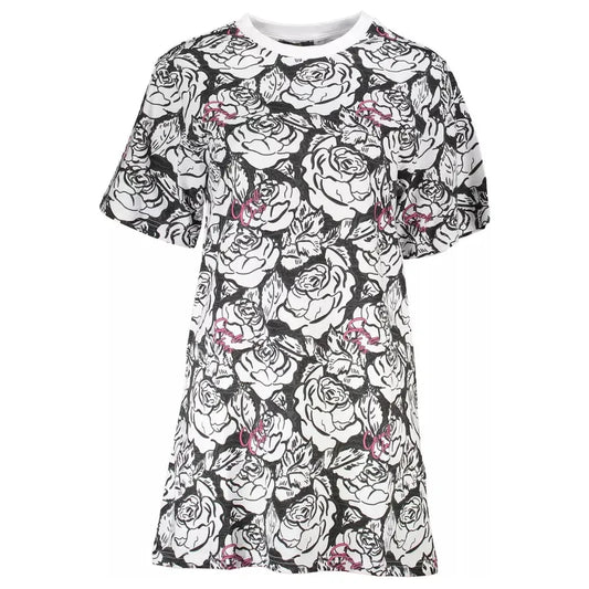 Cavalli Class Elegant Short Sleeve Round Neckline Printed Dress Cavalli Class