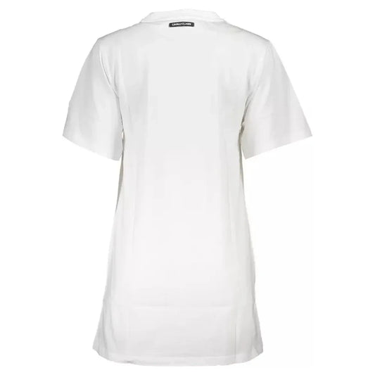 Cavalli Class Elegant White Cotton Day Dress with Print Cavalli Class