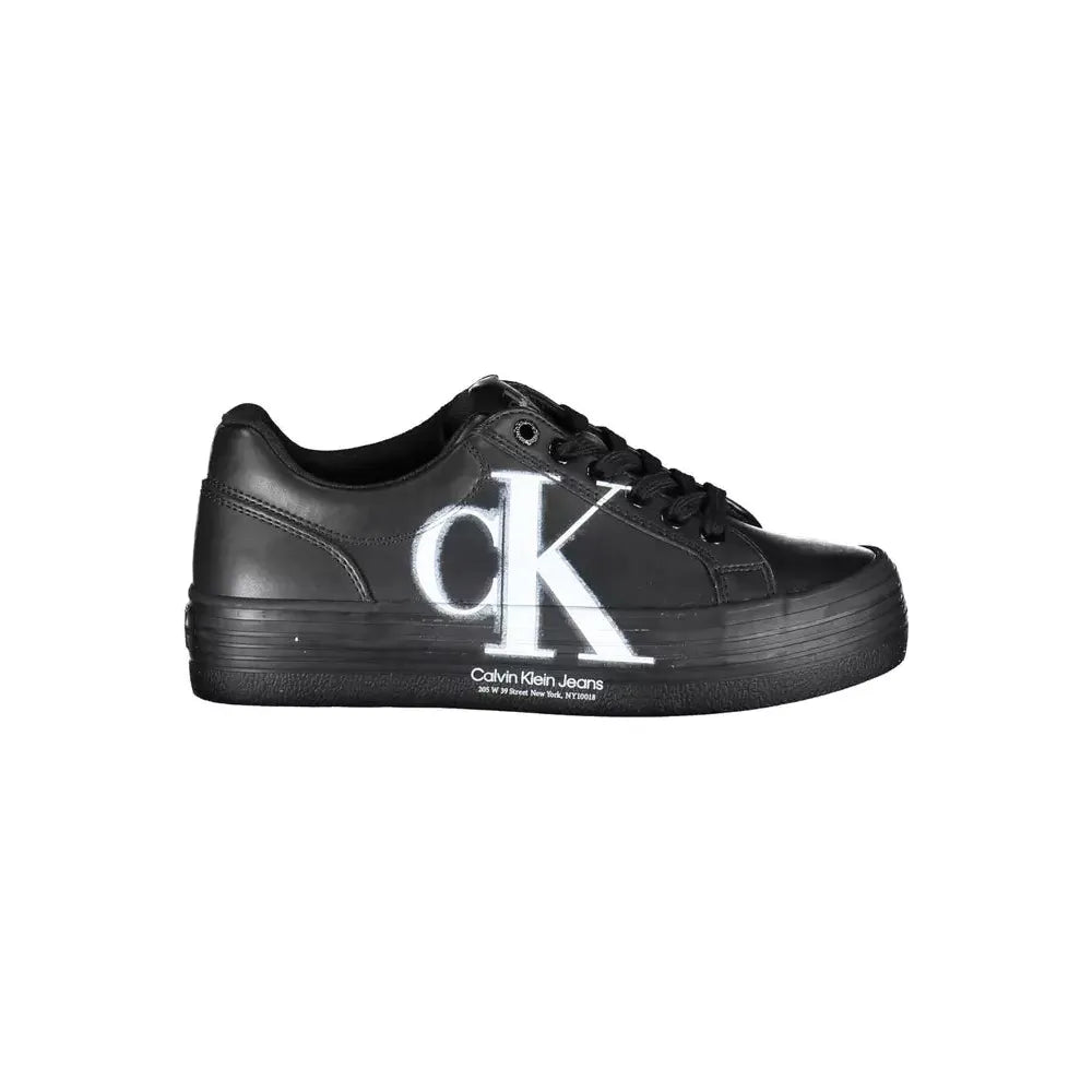 Calvin Klein Eco-Conscious Lace-Up Sneakers in Sleek Black Calvin Klein