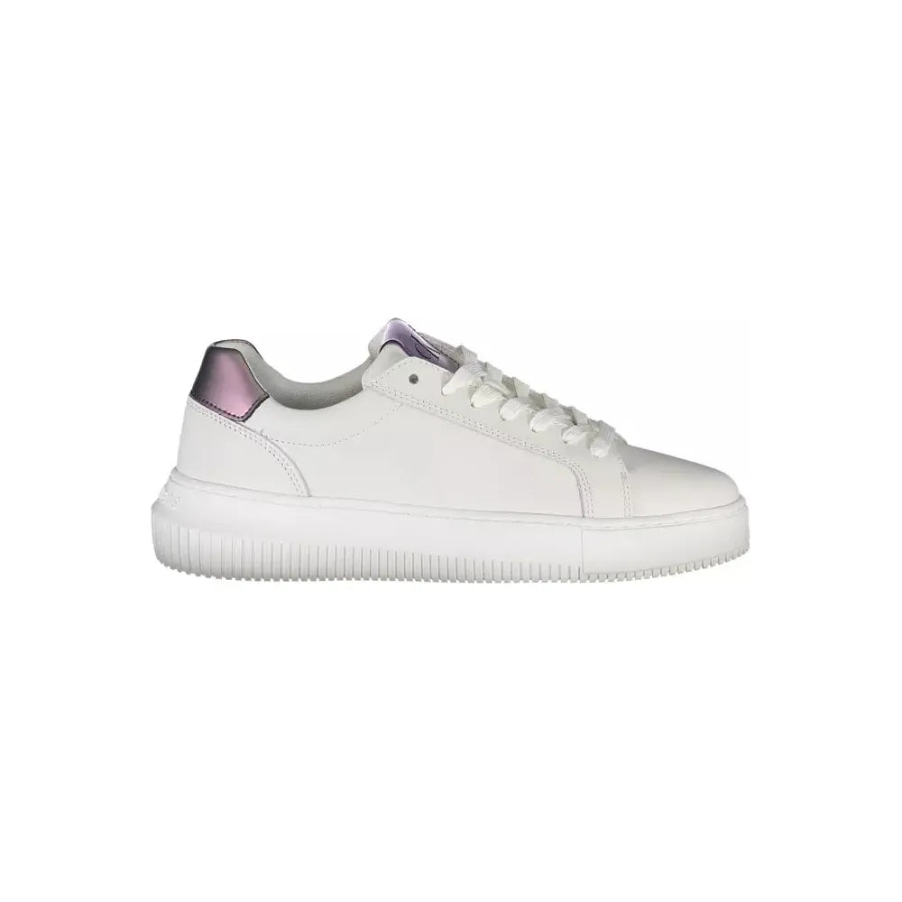 Calvin Klein Chic White Lace-Up Sneakers with Logo Detail Calvin Klein