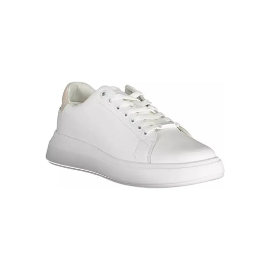 Calvin Klein Chic White Lace-Up Sneakers with Logo Detail Calvin Klein