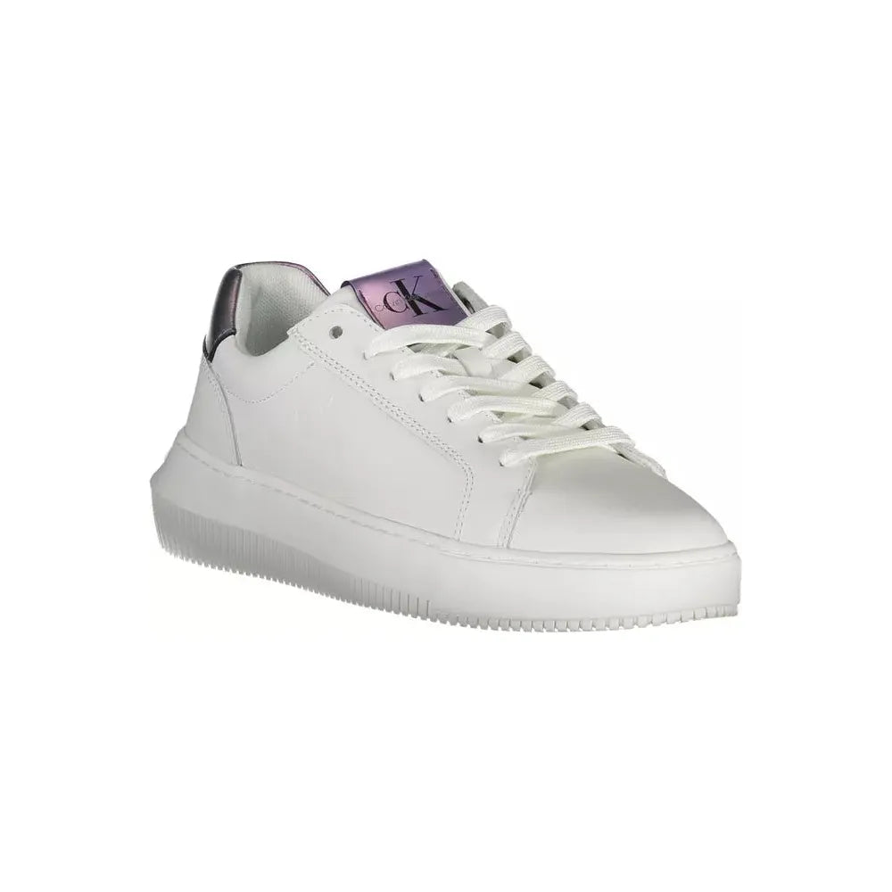 Calvin Klein Chic White Lace-Up Sneakers with Logo Detail Calvin Klein