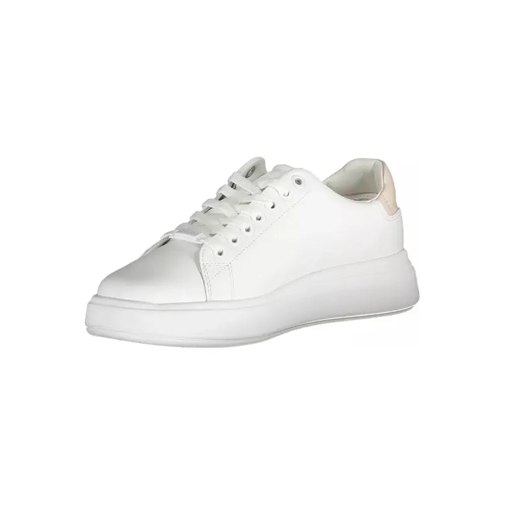 Calvin Klein Chic White Lace-Up Sneakers with Logo Detail Calvin Klein