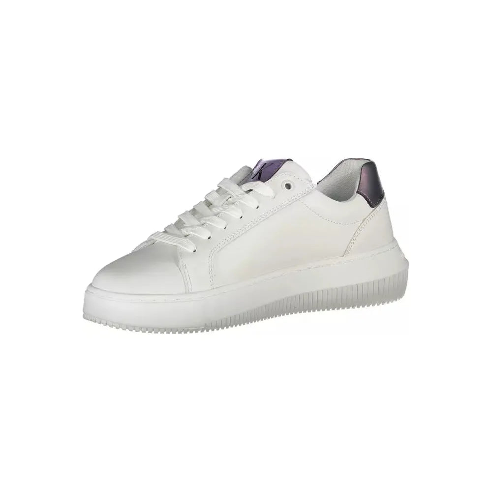 Calvin Klein Chic White Lace-Up Sneakers with Logo Detail Calvin Klein