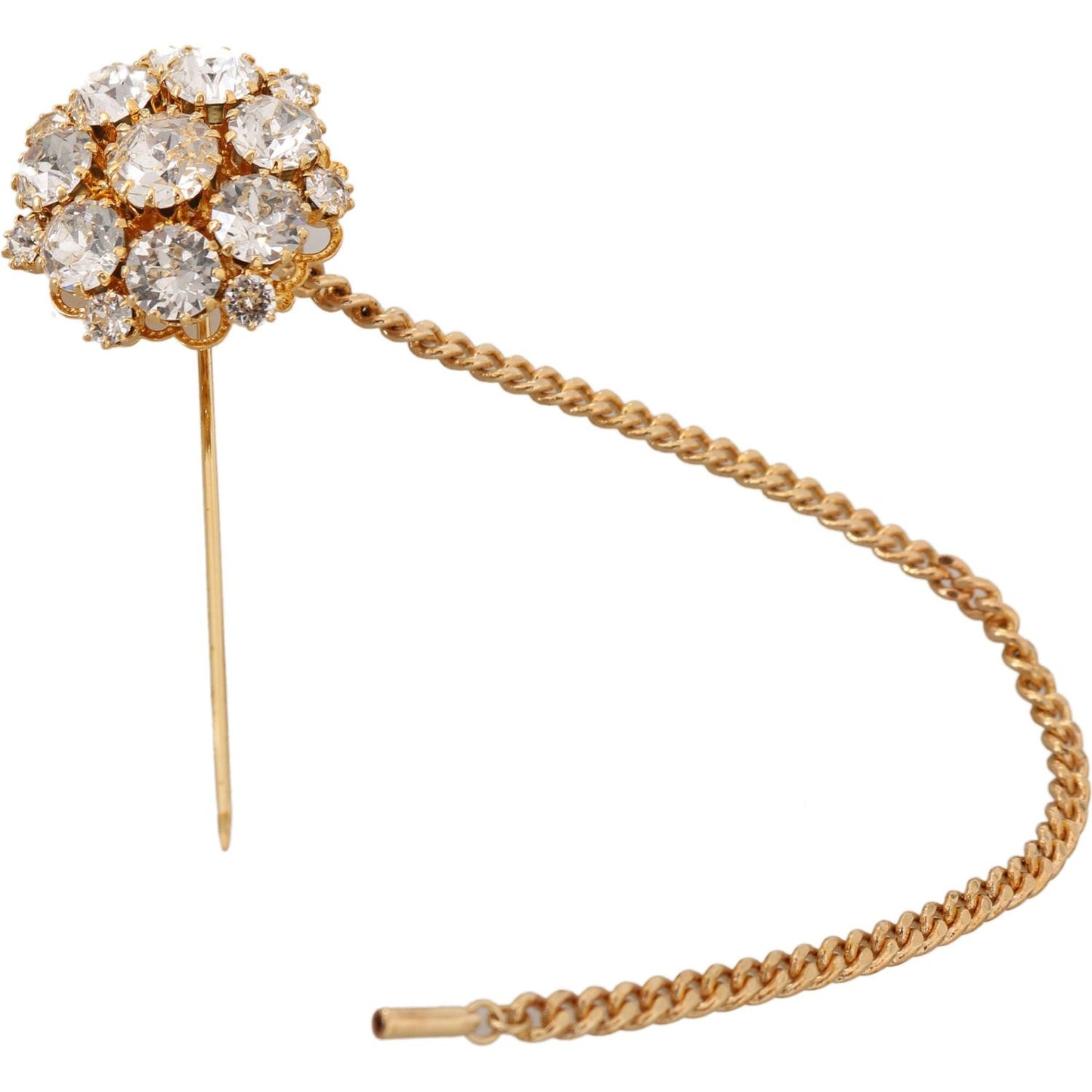 Dolce & Gabbana Exquisite Crystal-Embellished Gold Brooch Brooch Dolce & Gabbana