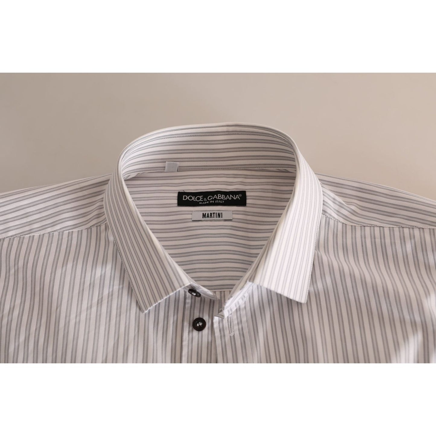 Dolce & Gabbana Elegant White Striped Cotton Dress Shirt Dolce & Gabbana