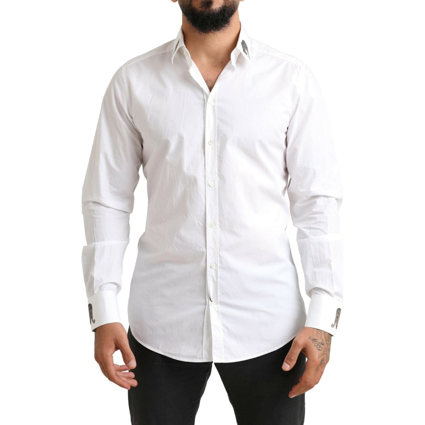 Dolce & Gabbana Italian Elegance Slim Fit White Cotton Shirt Dolce & Gabbana