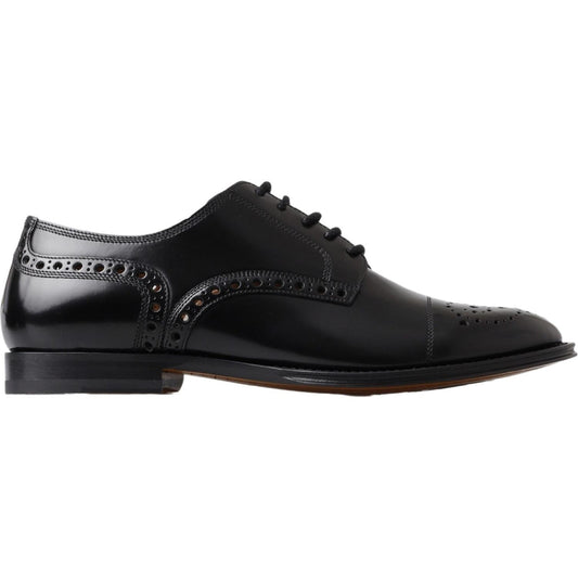 Dolce & Gabbana Elegant Black Leather Oxford Wingtip Shoes Dolce & Gabbana