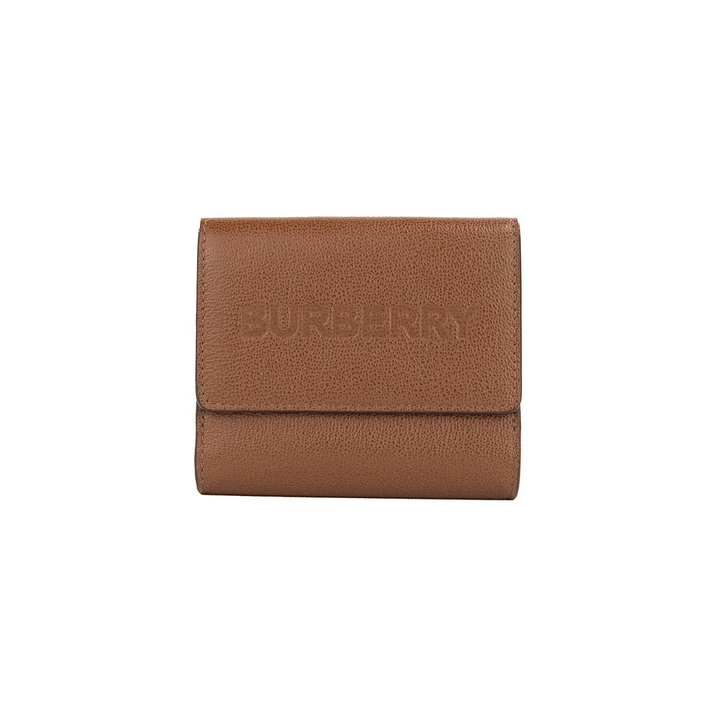 Burberry Luna Tan Grained Leather Small Coin Pouch Snap Wallet Burberry