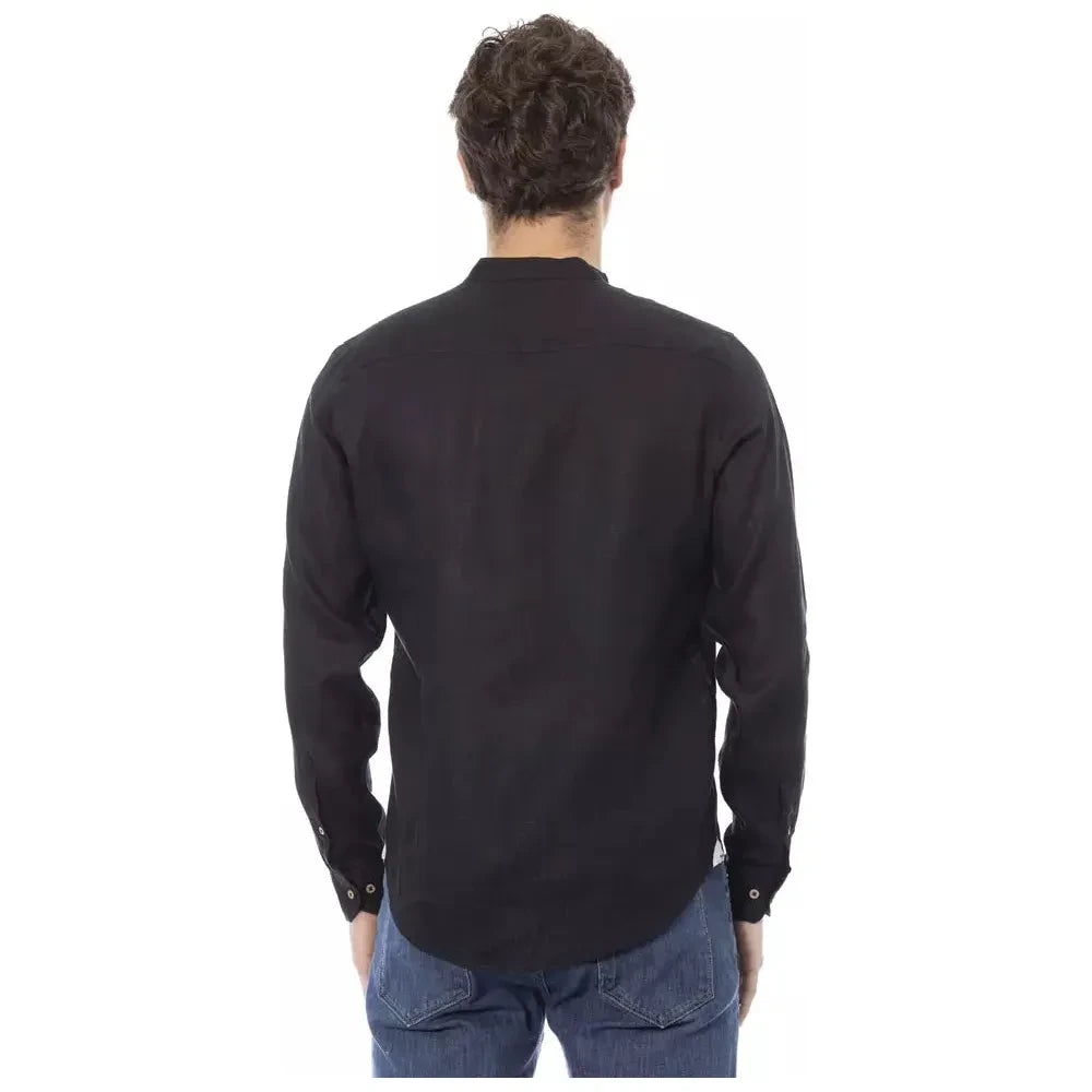 Baldinini Trend Black Lyocell Men Shirt Baldinini Trend