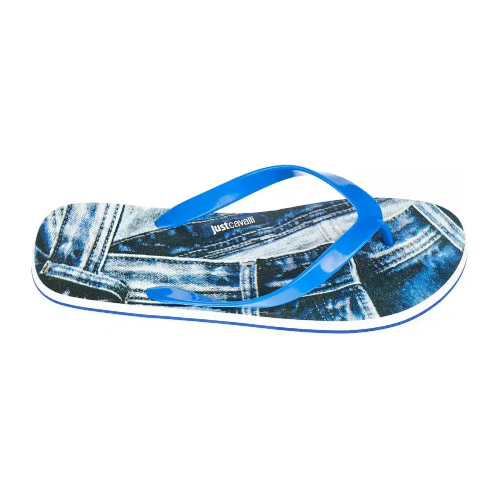 Just Cavalli Light Blue PVC Men Sandal Just Cavalli