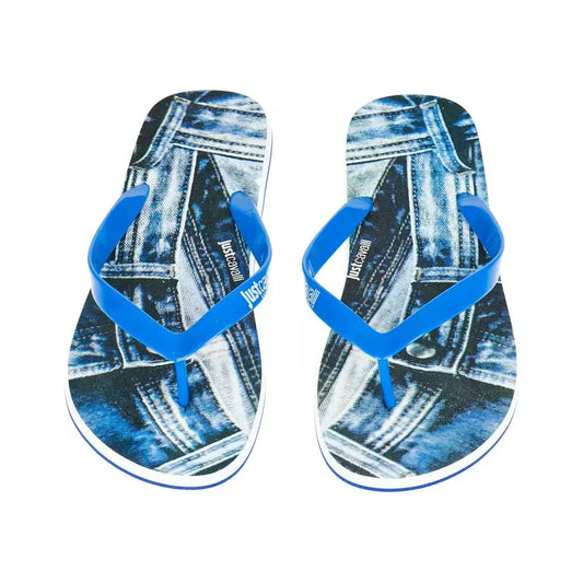 Just Cavalli Light Blue PVC Men Sandal Just Cavalli