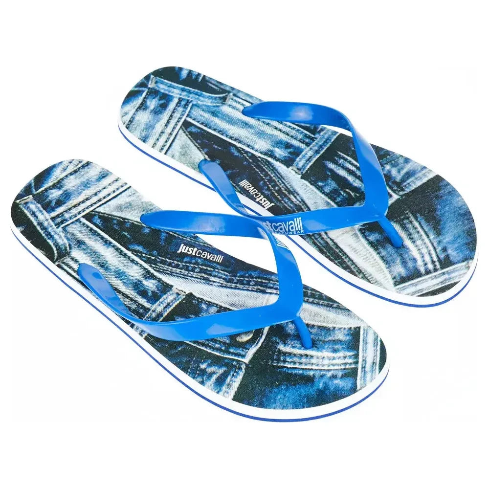 Just Cavalli Light Blue PVC Men Sandal Just Cavalli