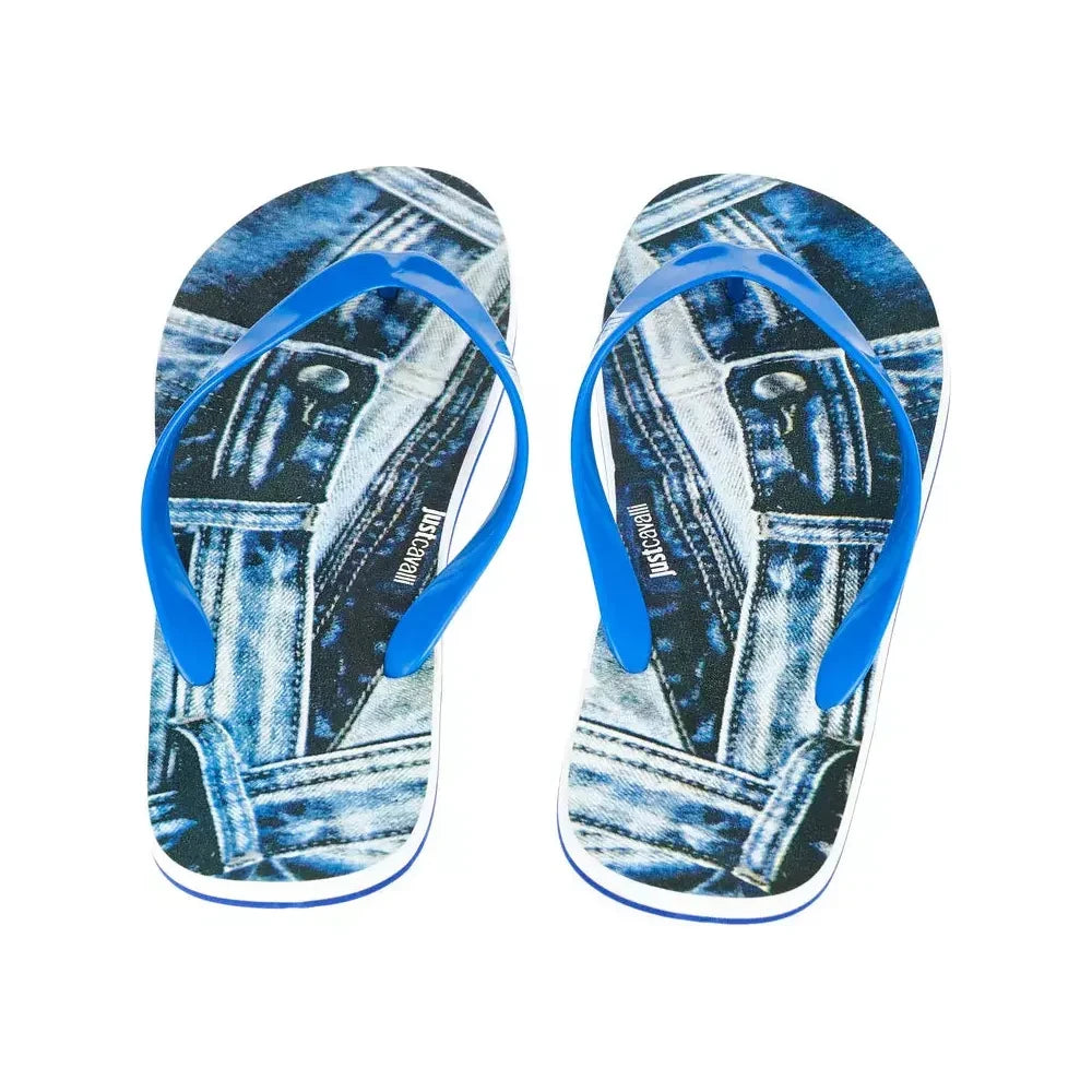 Just Cavalli Light Blue PVC Men Sandal Just Cavalli