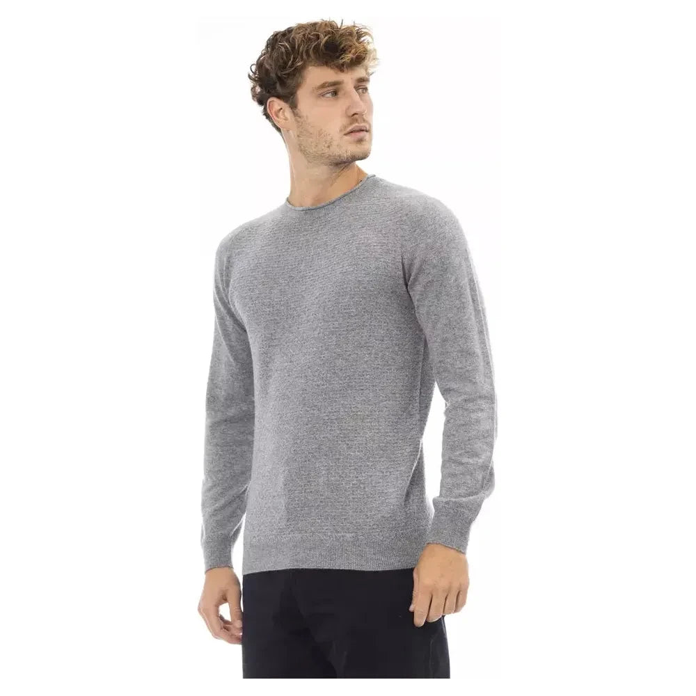 Alpha Studio Gray Viscose Men Sweater Alpha Studio