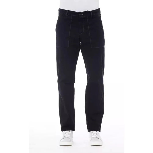 Alpha Studio Blue Cotton Men's Pant Alpha Studio