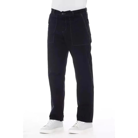 Alpha Studio Blue Cotton Men Pants Alpha Studio