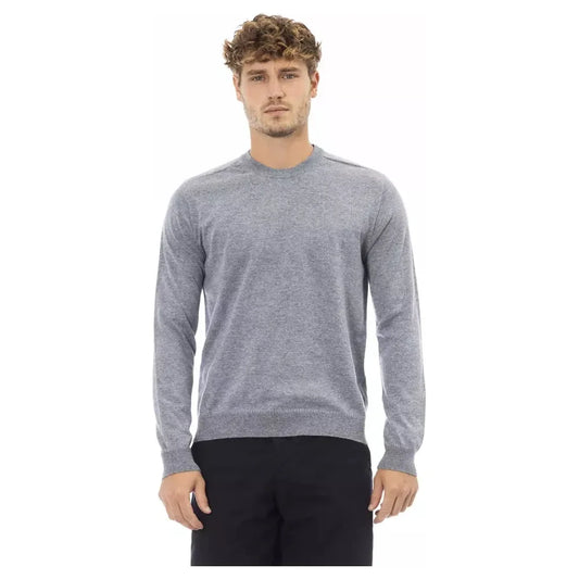 Alpha Studio Light Blue Viscose Men Sweater Alpha Studio