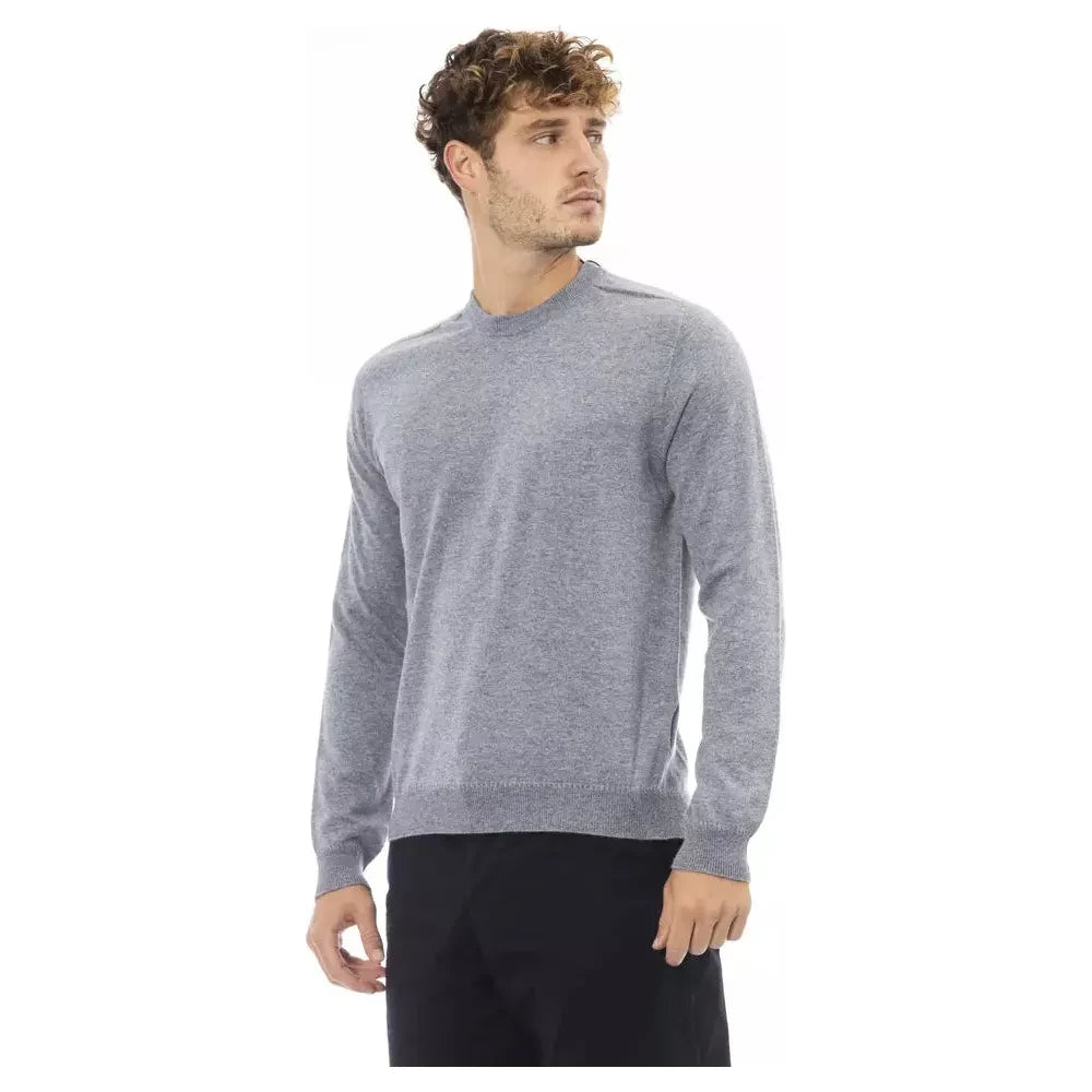 Alpha Studio Light Blue Viscose Men Sweater Alpha Studio