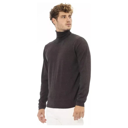 Alpha Studio Brown Cashmere Men's Turtleneck Sweater Alpha Studio