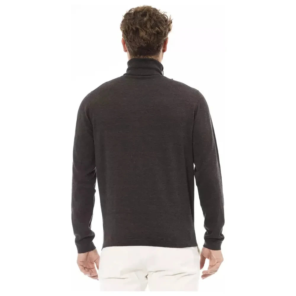 Alpha Studio Brown Cashmere Men's Turtleneck Sweater Alpha Studio