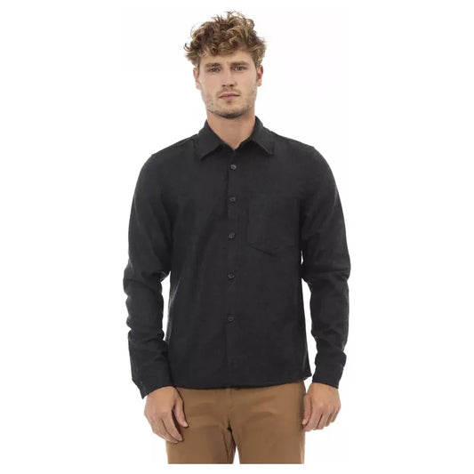 Alpha Studio Gray Wool Men Shirt Alpha Studio