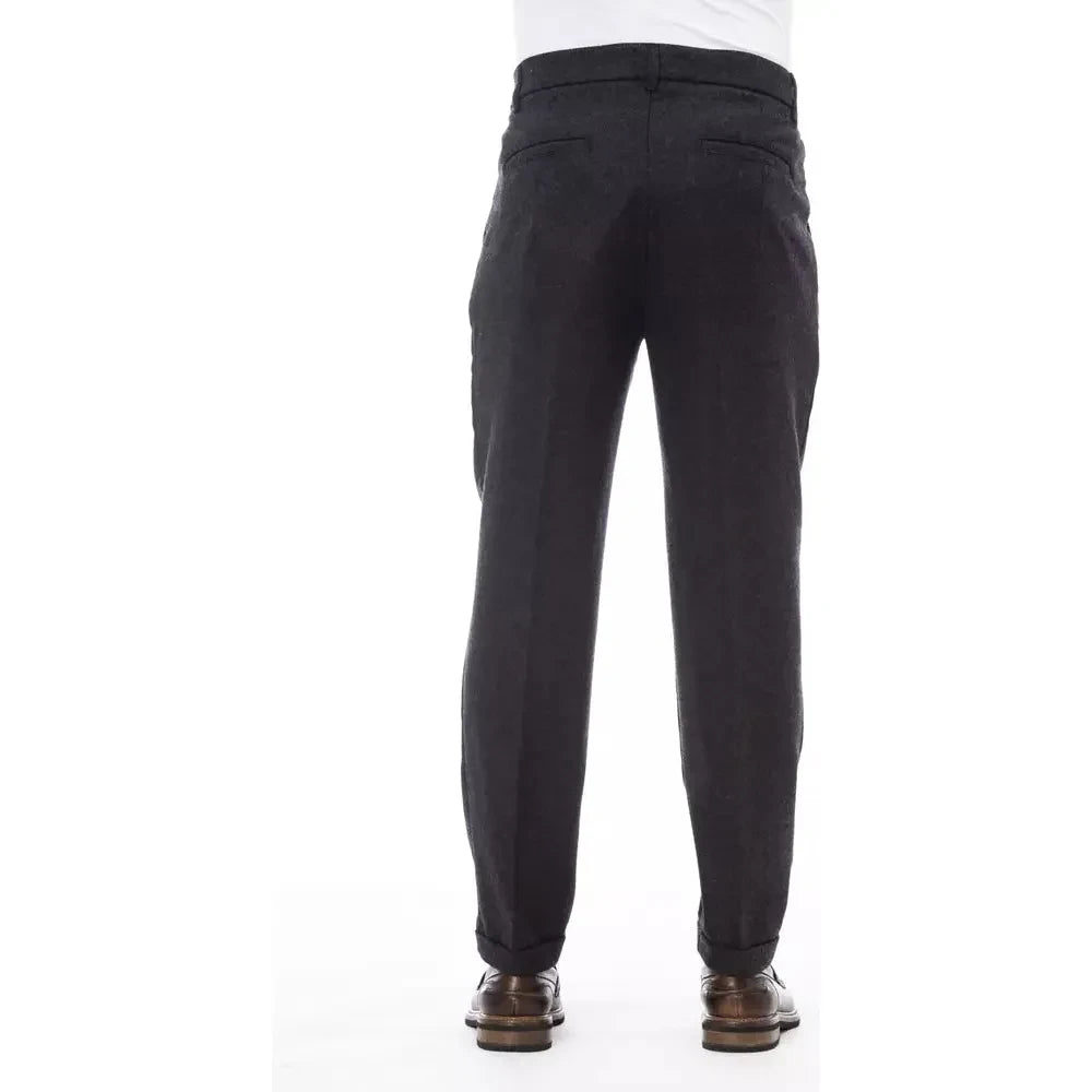 Alpha Studio Gray Wool Men Pant Alpha Studio