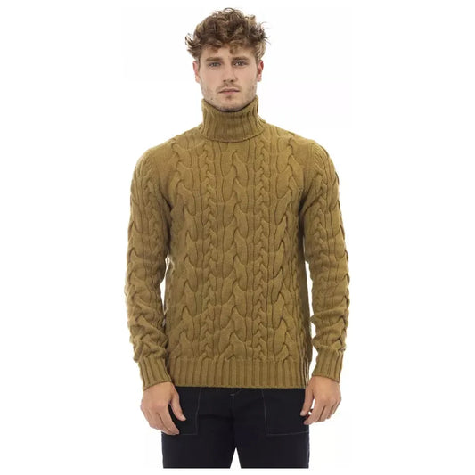 Alpha Studio Brown Wool Men's Turtleneck Sweater Alpha Studio