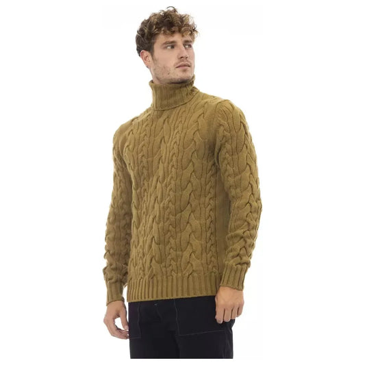 Alpha Studio Brown Wool Men's Turtleneck Sweater Alpha Studio