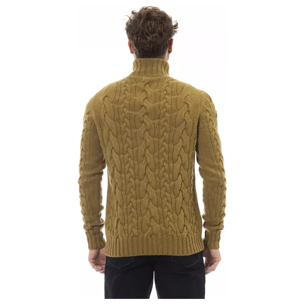 Alpha Studio Brown Wool Men Sweater Alpha Studio