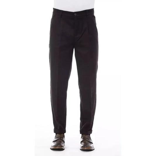 Alpha Studio Brown Wool Men Pant Alpha Studio