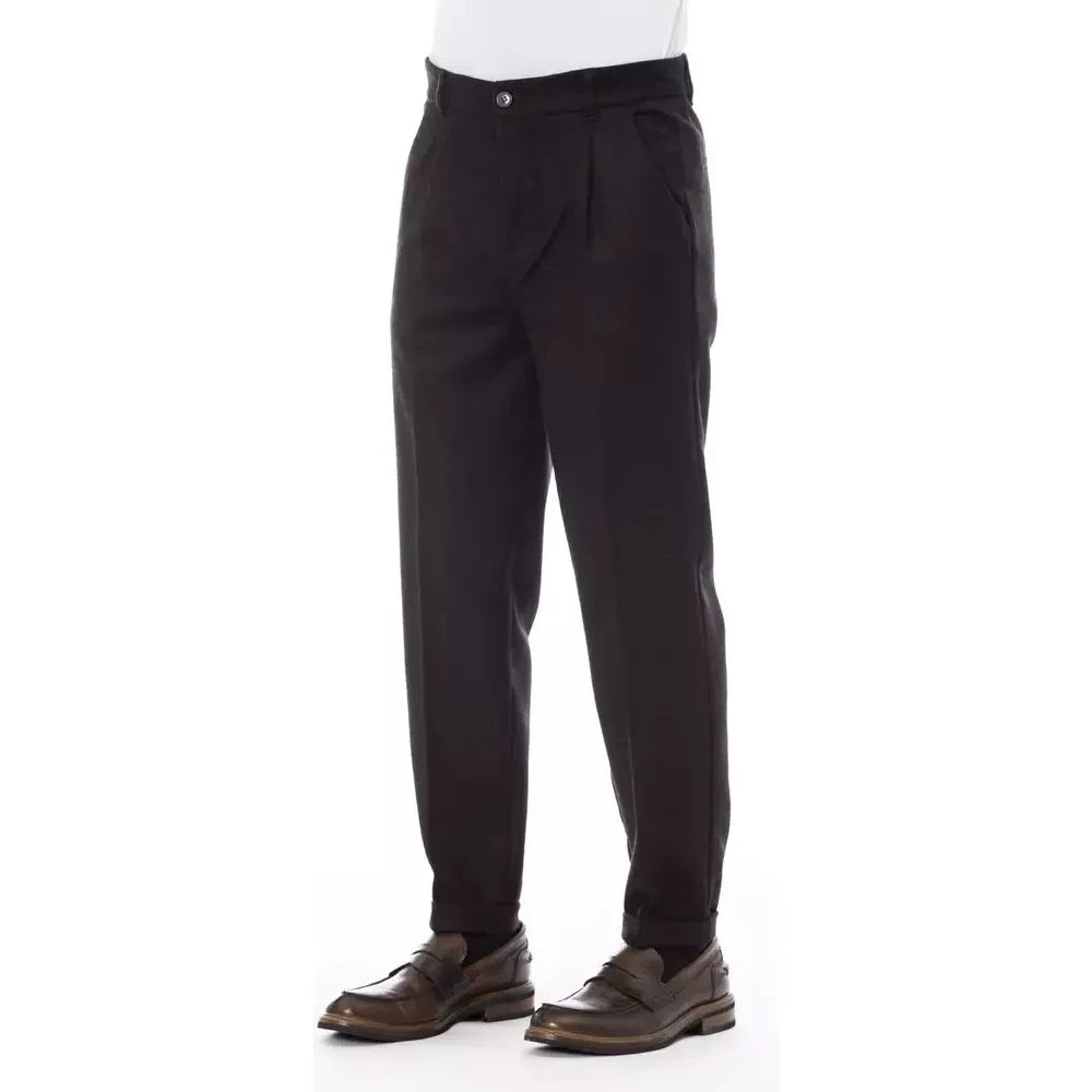 Alpha Studio Brown Wool Men's Pant Alpha Studio