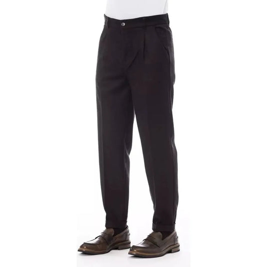 Alpha Studio Brown Wool Men Pant Alpha Studio