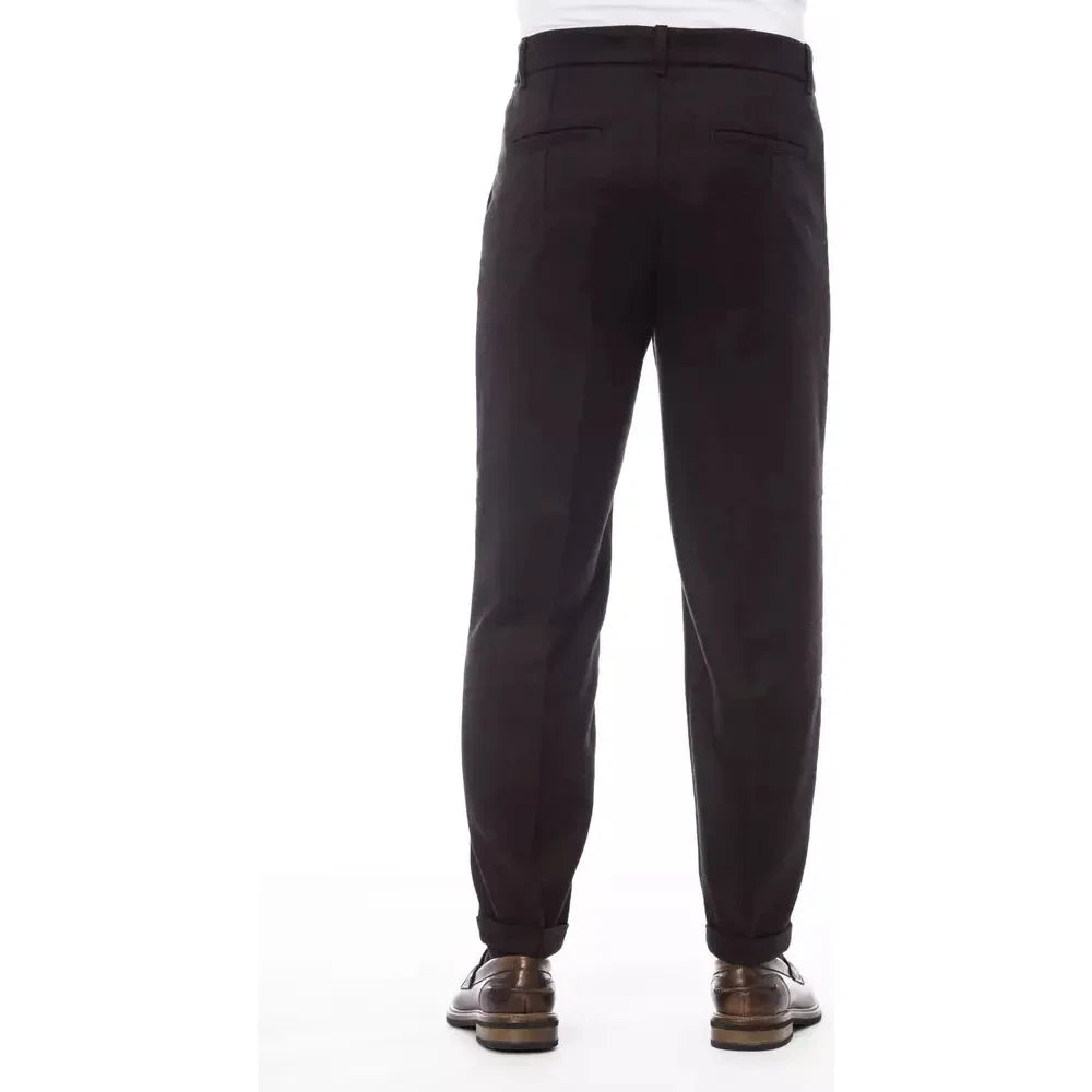 Alpha Studio Brown Wool Men's Pant Alpha Studio