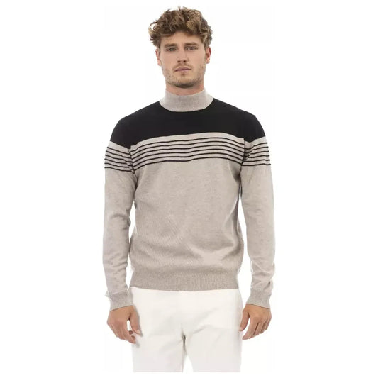 Alpha Studio Beige Cashmere Men Sweater Alpha Studio