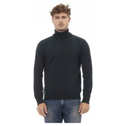 Alpha Studio Green Wool Men Sweater Turtleneck Alpha Studio