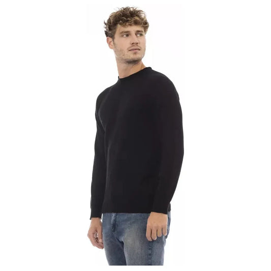 Alpha Studio Black Viscose Men Sweater Alpha Studio